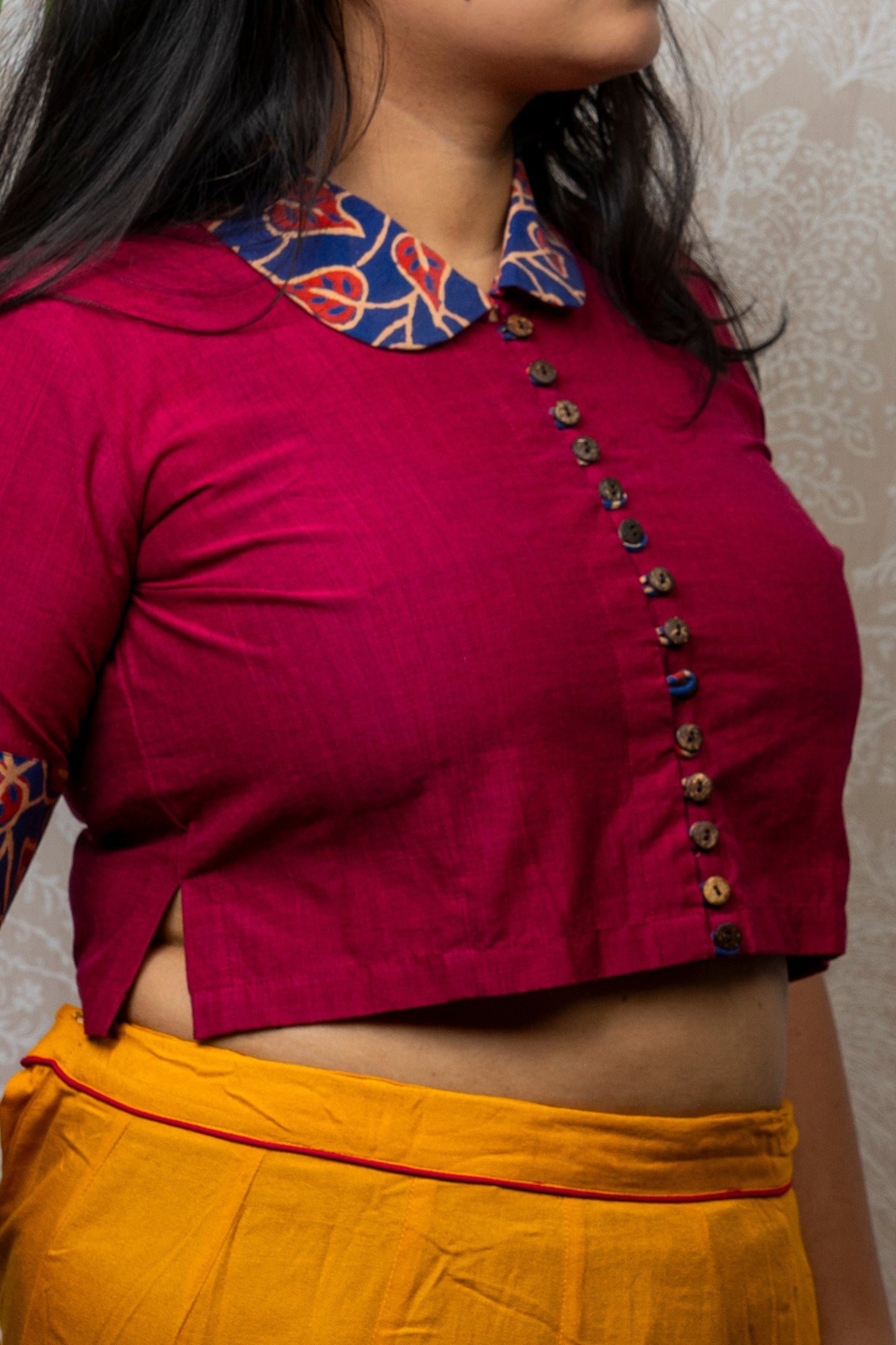 REDDISH PINK MANGLAGIRI HAND PAINTED BLOUSE