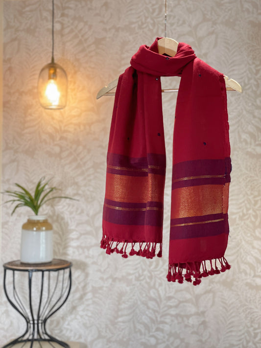 MAROON WITH ZARI BORDER BHUJODI STOLE