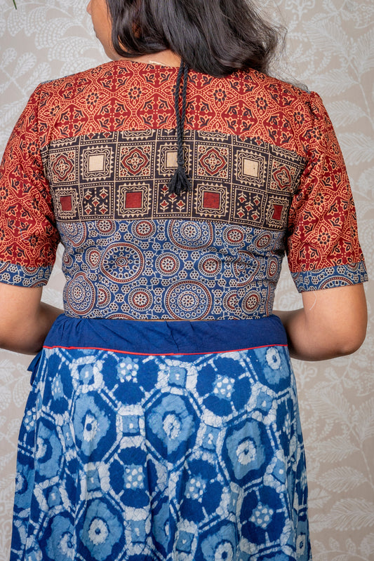 MULTICOLOUR AJRAKH BLOCK PRINTED COTTON BLOUSE