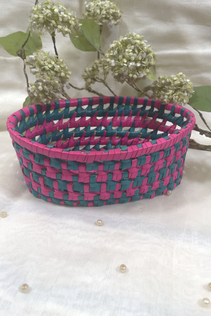 Oval Pink Green Basket