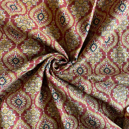 MAROON AJRAKH HAND BLOCK PRINTED BLOUSE PIECE