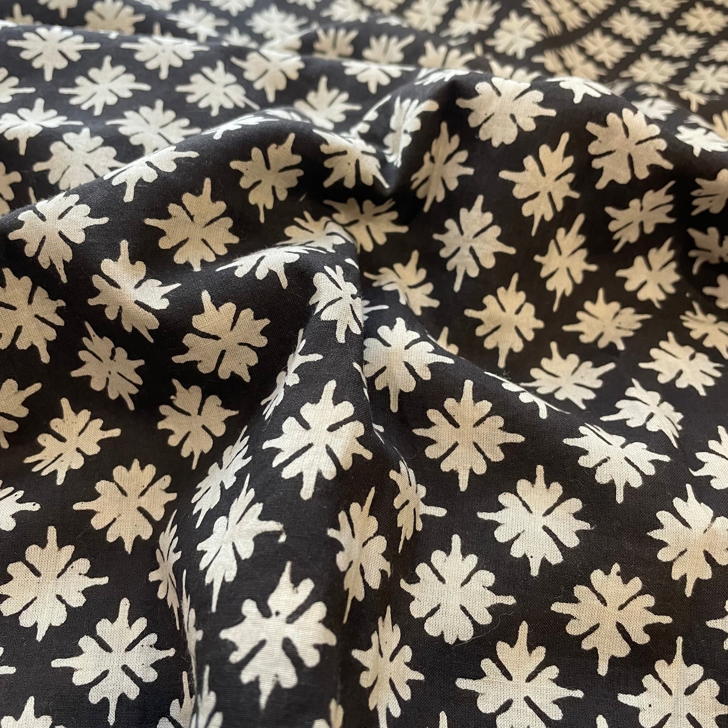 BLACK & WHITE HAND BLOCK PRINTED BLOUSE PIECE