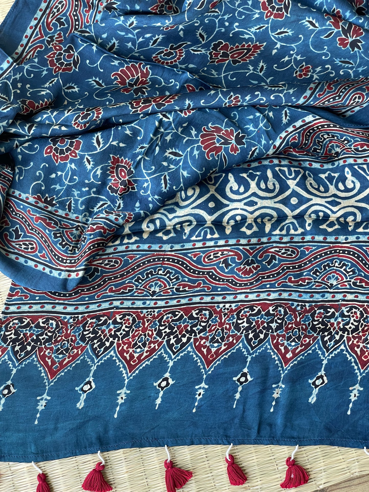 INDIGO AJRAKH PRINT MODAL STOLE