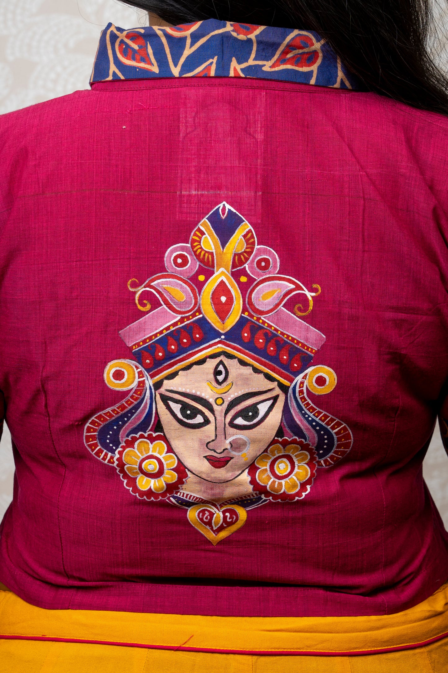 REDDISH PINK MANGLAGIRI HAND PAINTED BLOUSE