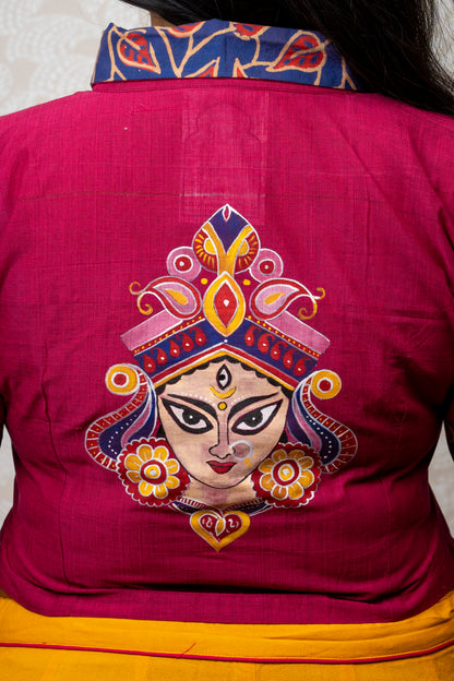 REDDISH PINK MANGLAGIRI HAND PAINTED BLOUSE