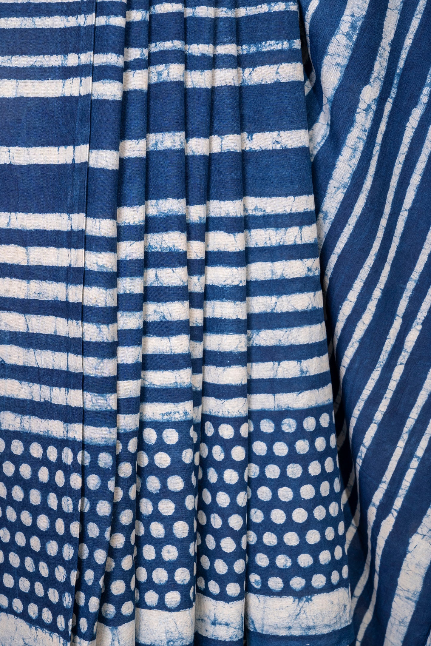 INDIGO GEOMETRICAL BLOCK PRINT COTTON SARI