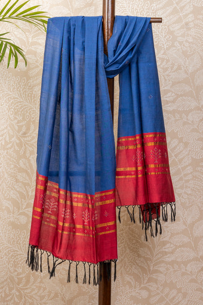 BLUE-RED TANGALIYA COTTON DUPATTA