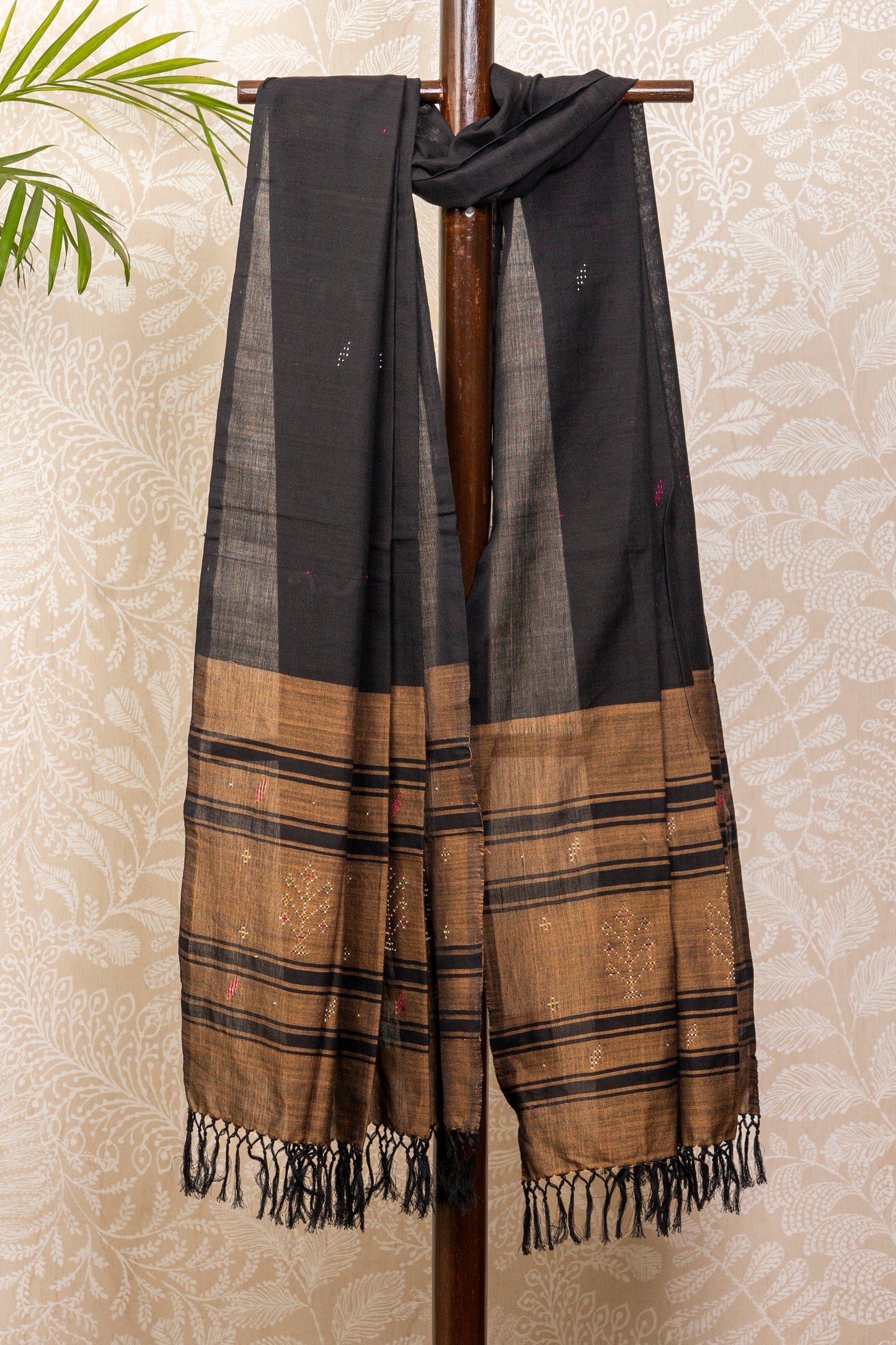 BLACK-BROWN TANGALIYA COTTON DUPATTA