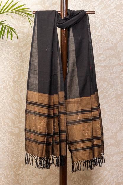 BLACK-BROWN TANGALIYA COTTON DUPATTA