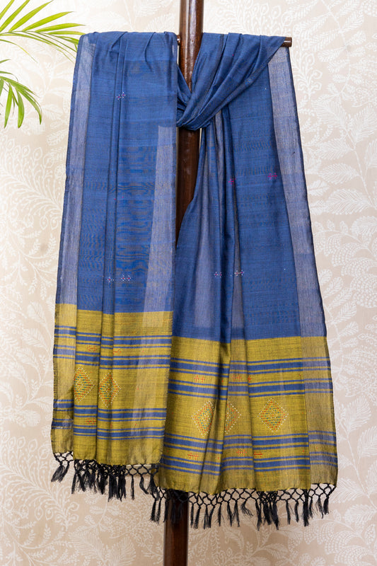 BLUE-GREEN TANGALIYA COTTON DUPATTA