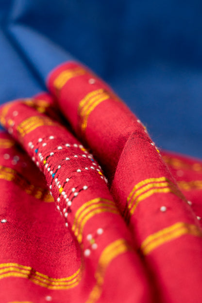 BLUE-RED TANGALIYA COTTON DUPATTA